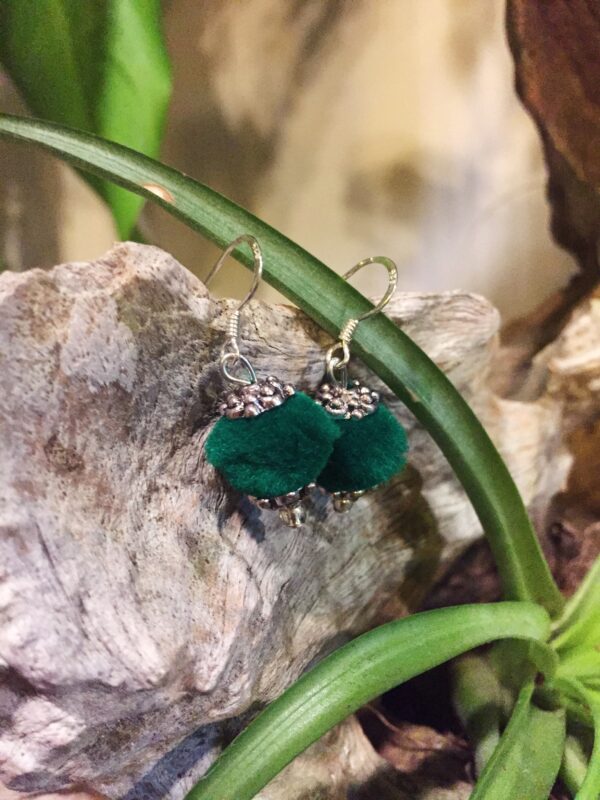 Emerald Pom Pom Earrings